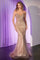 Prom Dresses Formal Sequin Fitted Long Prom Dress Mocha Gold