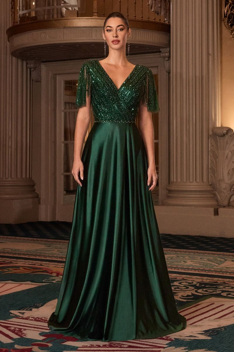 LaDivine CC447 A Line Long Formal Beaded Mother of the Bride Dress
