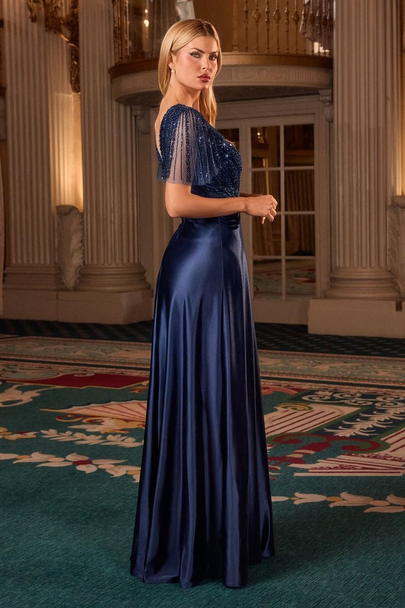 LaDivine CC447 A Line Long Formal Beaded Mother of the Bride Dress