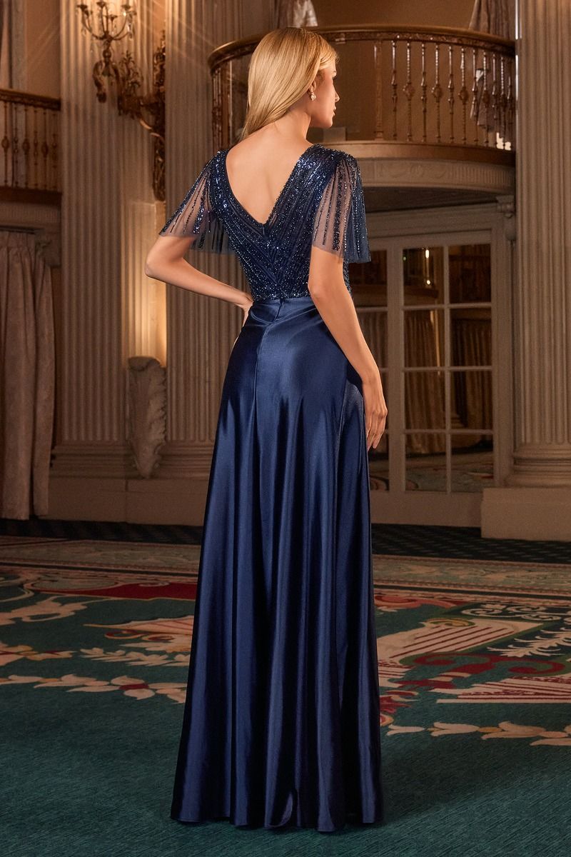 LaDivine CC447 A Line Long Formal Beaded Mother of the Bride Dress
