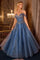 Prom Dresses Glitter Long Formal A Line Beaded Prom Gown Cobalt