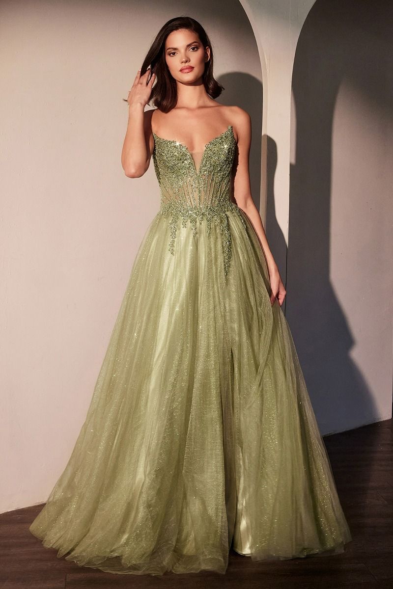 LaDivine CC487 A Line Long Layered Prom Dress
