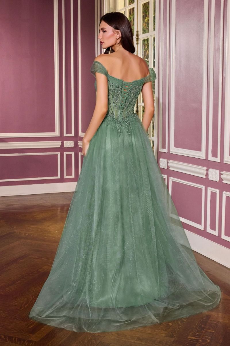 Prom Dresses Long Formal A Line Ball Gown Prom Dress LaDivine CC493 Dark Sage