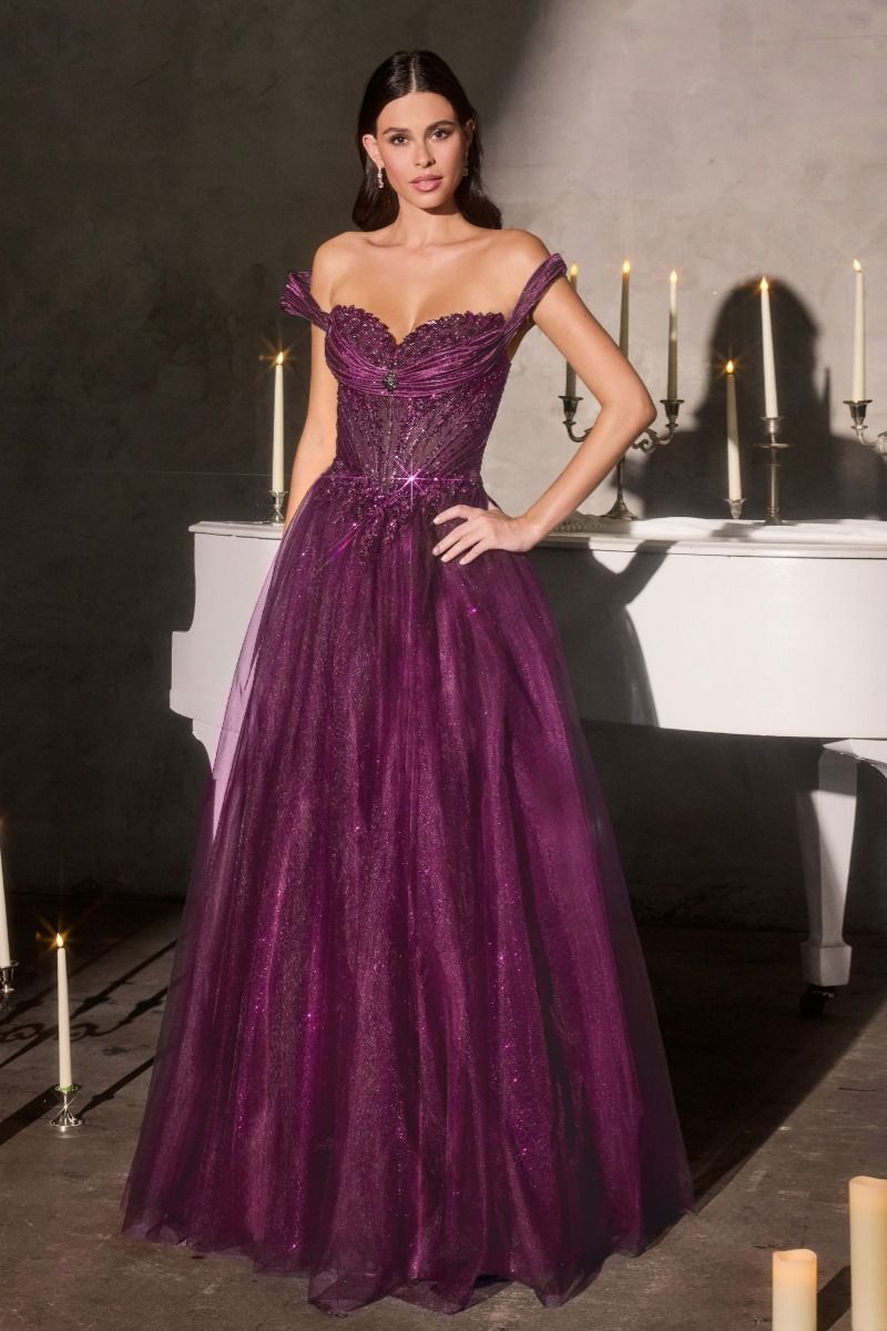 Prom Dresses Long Formal A Line Ball Gown Prom Dress LaDivine CC493 Eggplant
