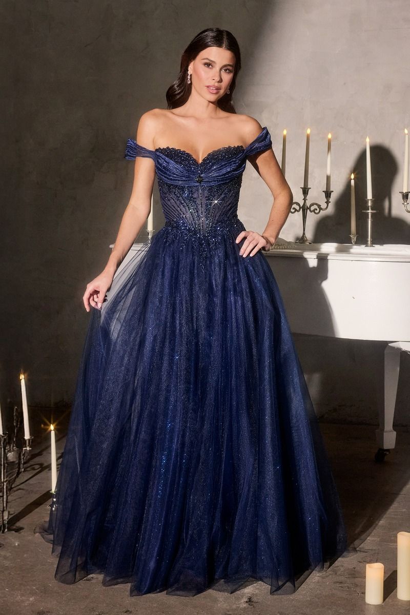 Prom Dresses Long Formal A Line Ball Gown Prom Dress LaDivine CC493 Navy