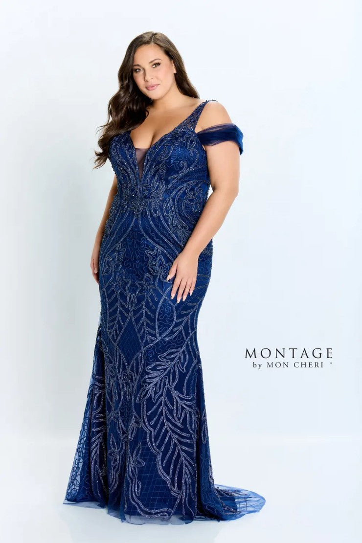 Montage 122904 Metallic Fit Ribbon Formal Dress