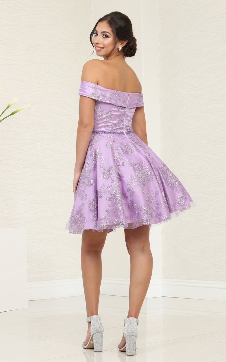 Off-the-Shoulder Mini/Short Satin Cocktail A-Line May Queen 1933