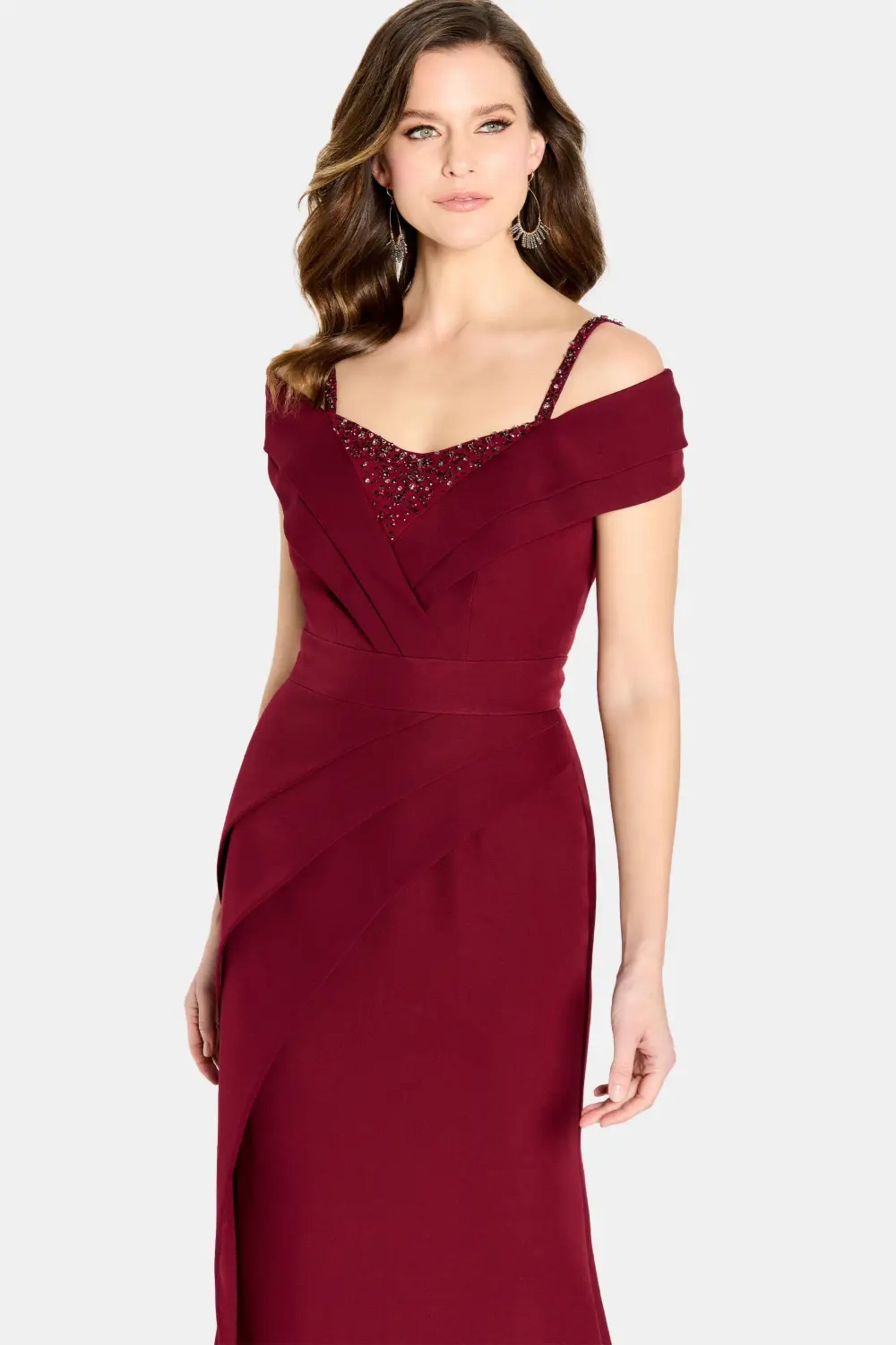 Cameron Blake CB762 Beaded Long A Line Formal Evening Sequin Dress