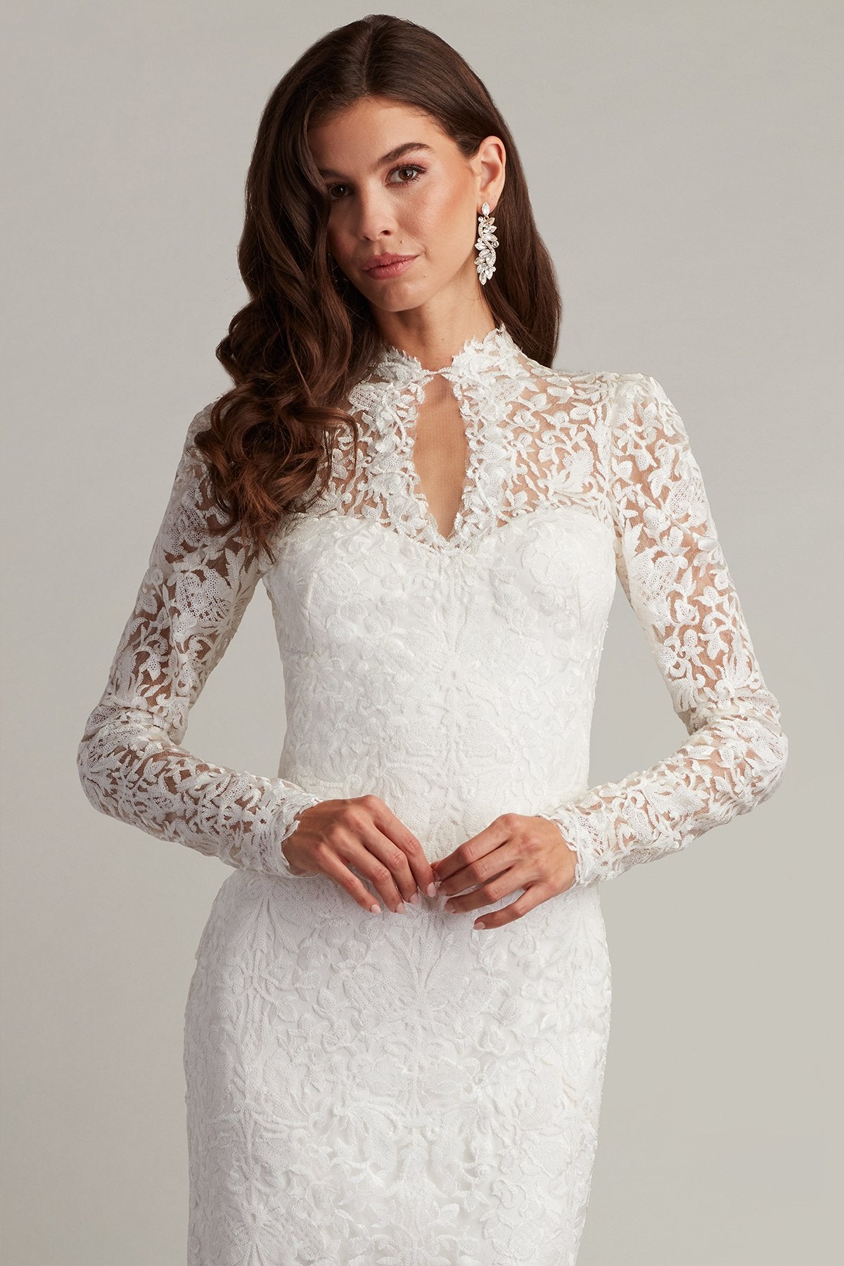 Ivory Tadashi Shoji CCX23468L Bridal Gown Long A Line