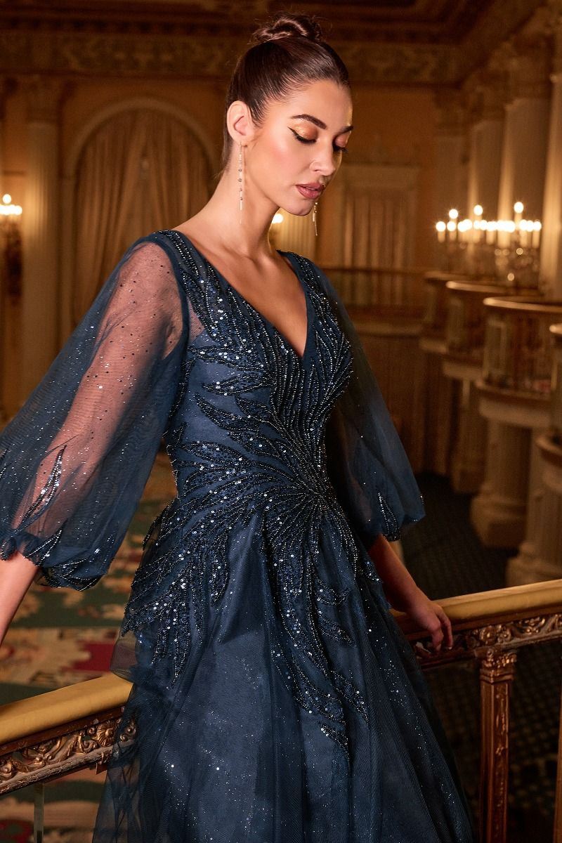 LaDivine CD0101 Long A Line Layered Formal Mother of the Bride Dress