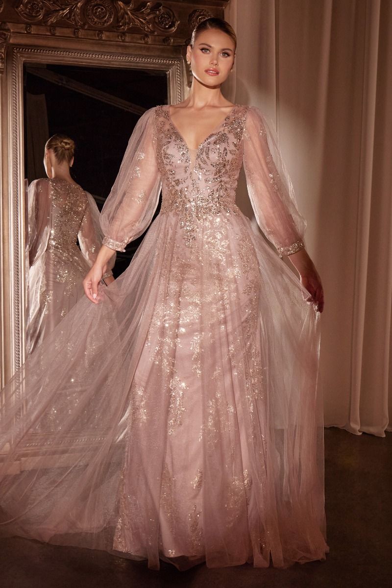 LaDivine CD0102 Modest Long Formal A Line Mother of the Bride Dress
