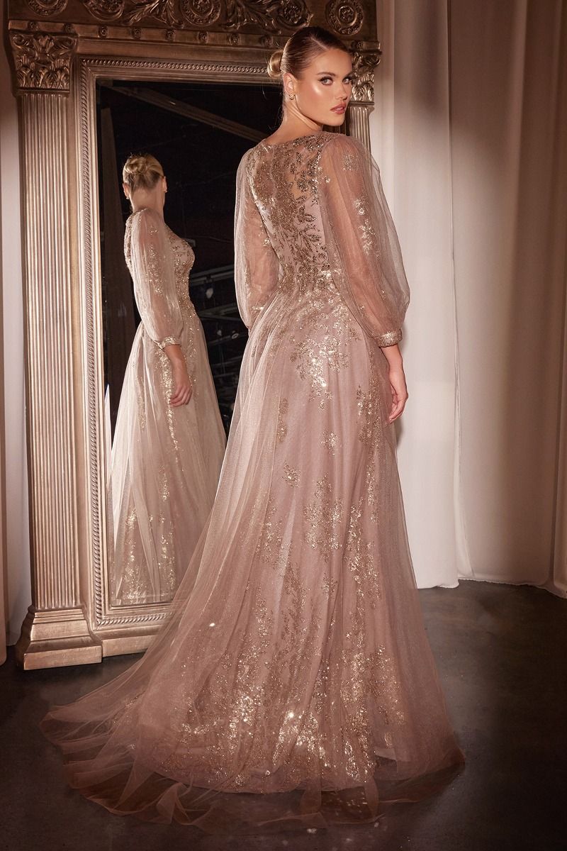 LaDivine CD0102 Modest Long Formal A Line Mother of the Bride Dress