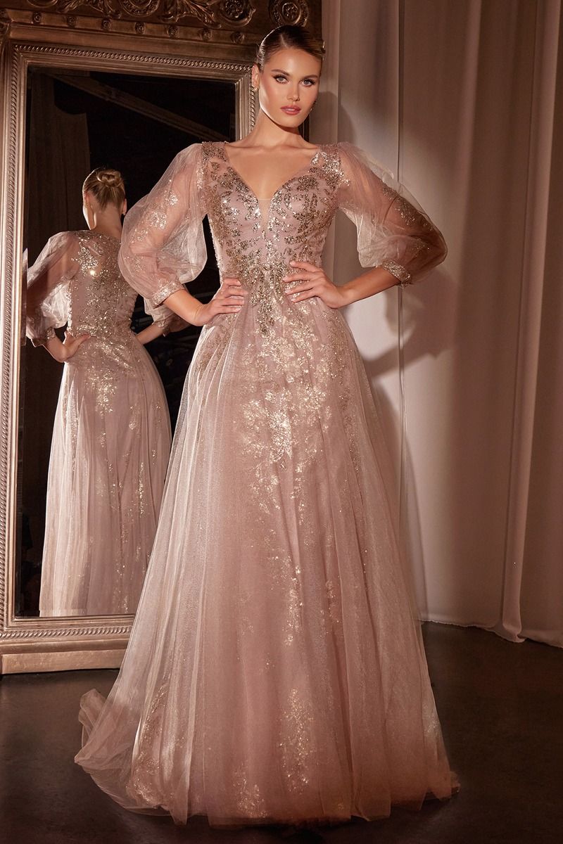 LaDivine CD0102 Modest Long Formal A Line Mother of the Bride Dress