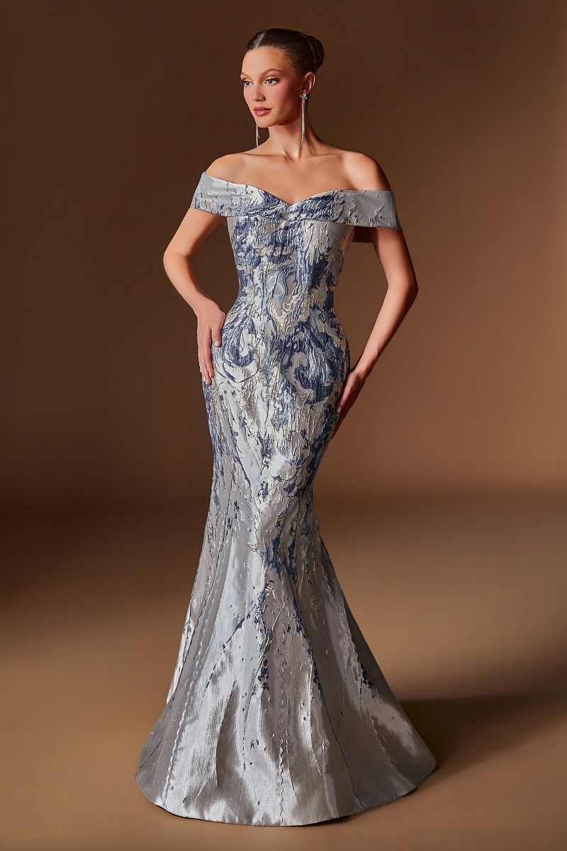 Off-the-Shoulder Floor-Length Mikado Formal Mermaid LaDivine 0107
