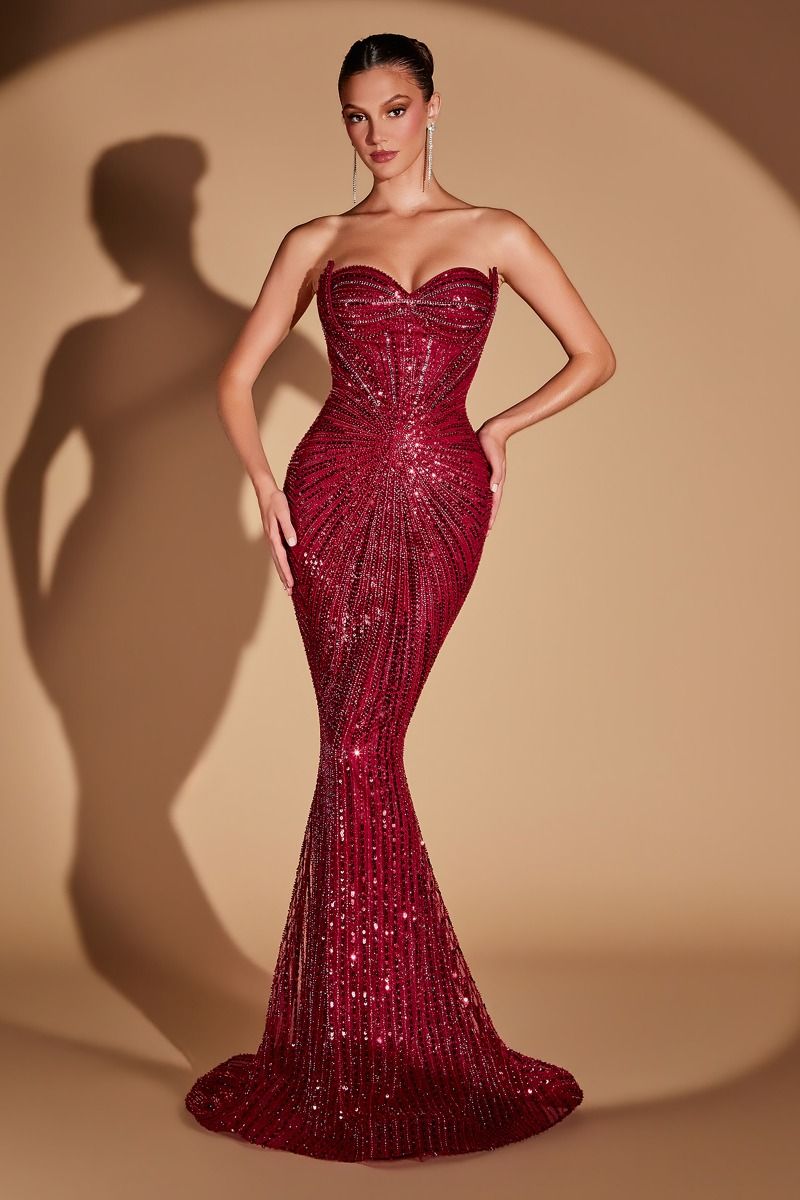 Sweetheart Floor-Length Sequin Prom Dress Corset LaDivine 0108