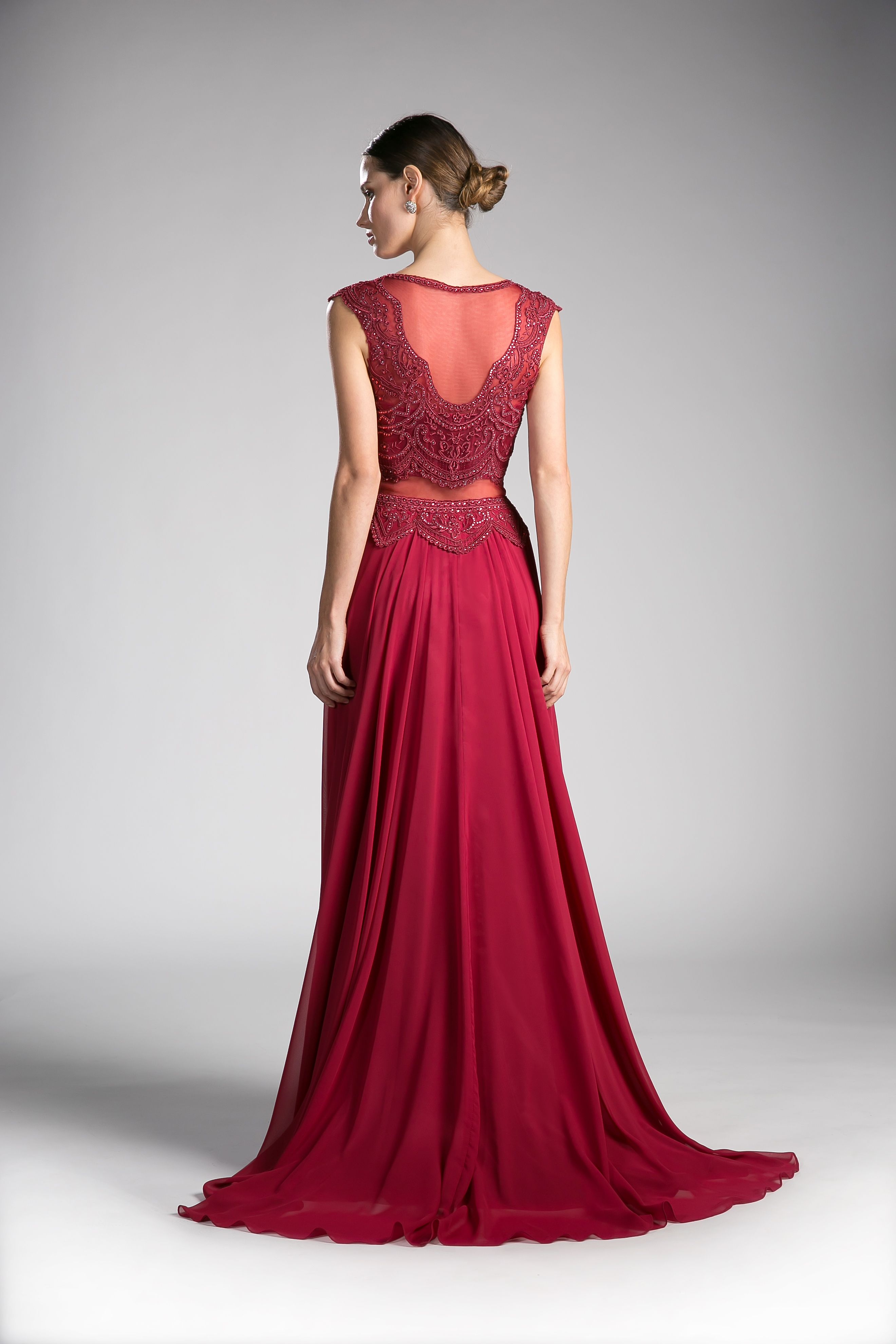 Prom Dresses Long Two Piece Lace Applique Formal Dress Burgundy