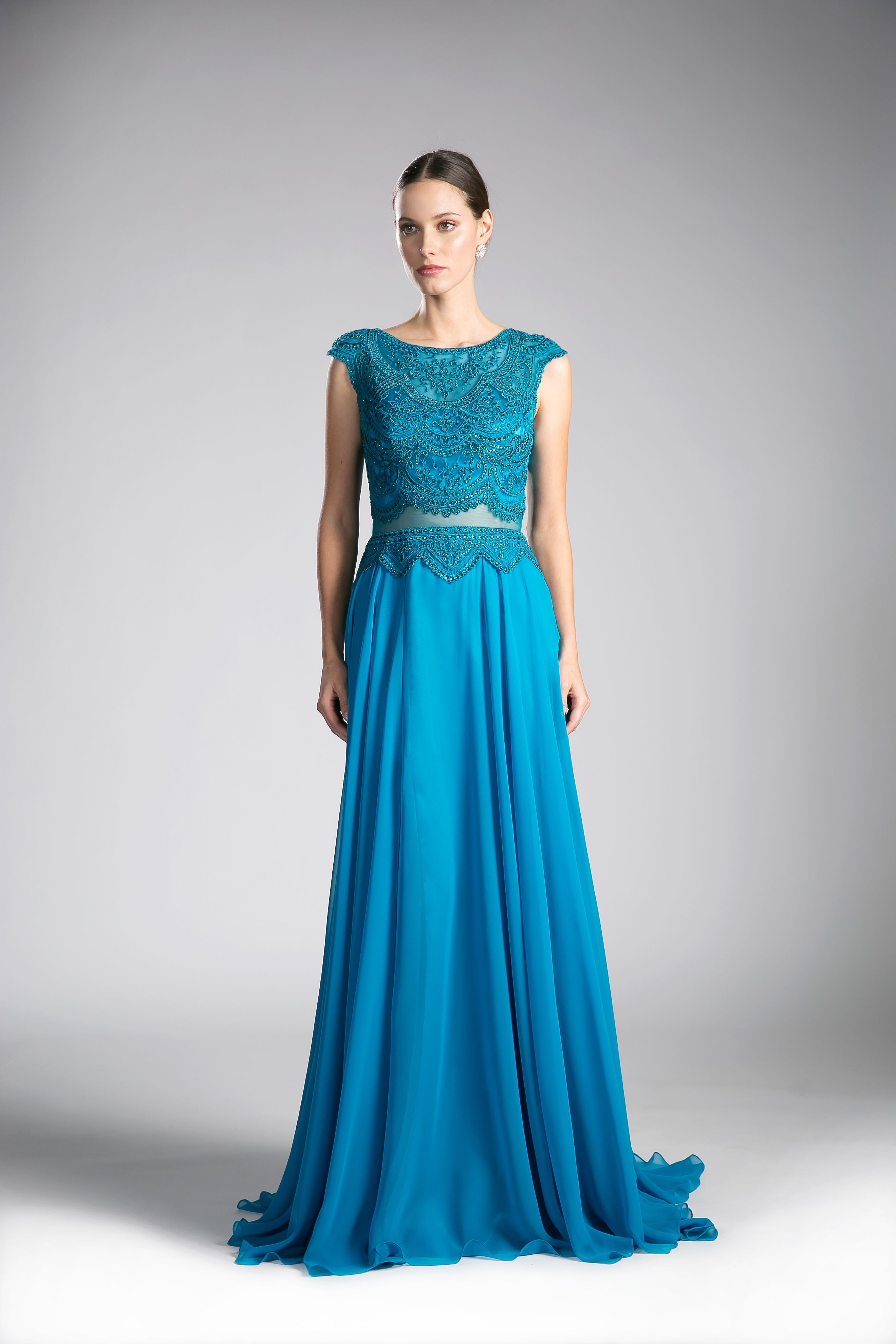 Prom Dresses Long Two Piece Lace Applique Formal Dress Teal