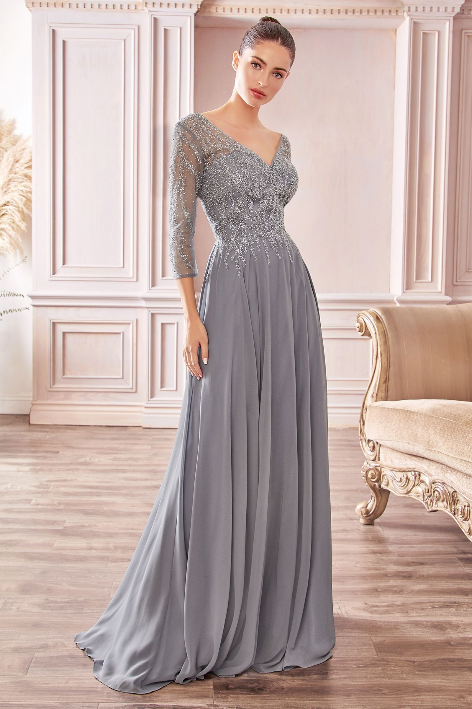 LaDivine CD0171 Long Formal A Line Evening Gown - Sea Mist / 4X LaDivine CD0171 Long Formal A Line Evening Gown - Sea Mist / 4X