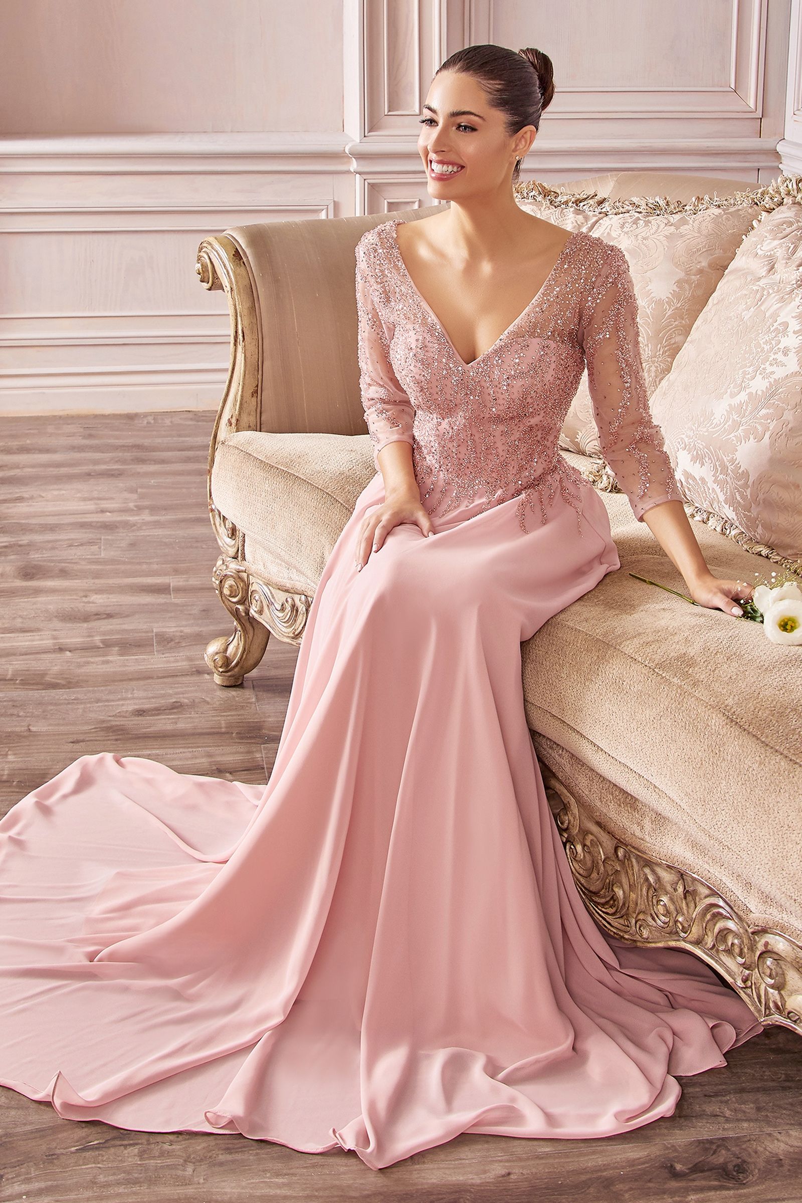 LaDivine CD0171 Long Formal A Line Evening Gown