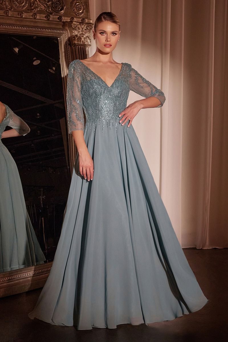 LaDivine CD0171 Long Formal A Line Evening Gown - Sea Mist / 4X LaDivine CD0171 Long Formal A Line Evening Gown - Sea Mist / 4X