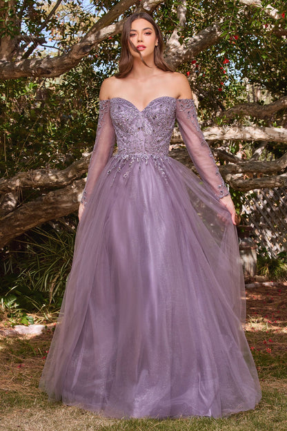 Long Sleeve Prom Dress English Violet