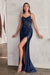 Prom Dresses Knotted Sequin Formal Prom Long Dress Navy
