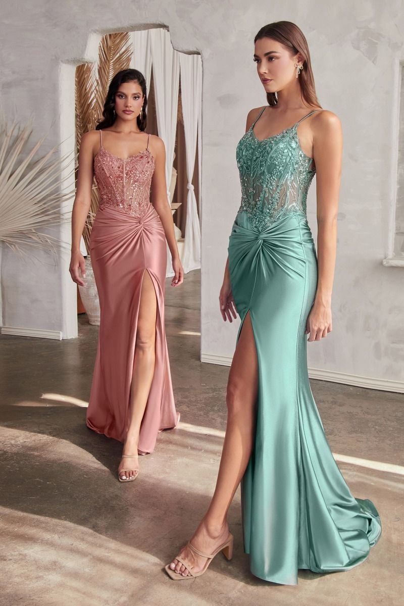 Prom Dresses Knotted Sequin Formal Prom Long Dress Rose Robin Blue