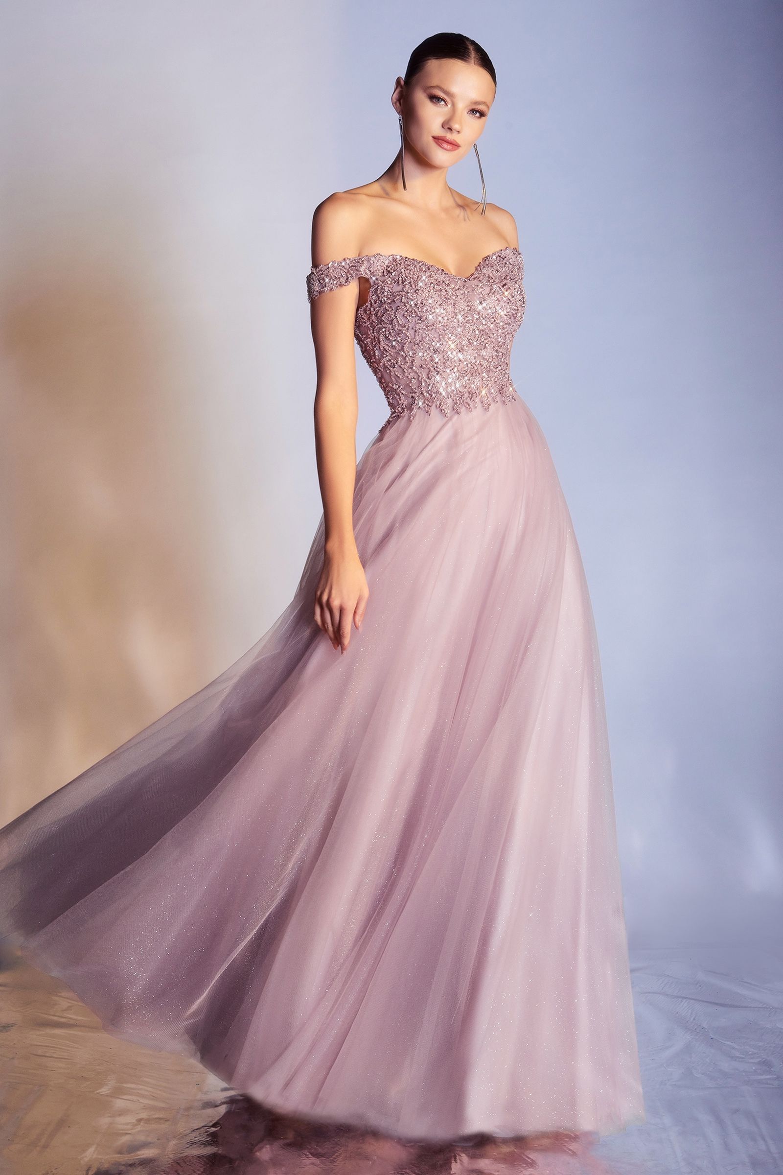 LaDivine CD0177 A Line Long Formal Prom Sequin Dress