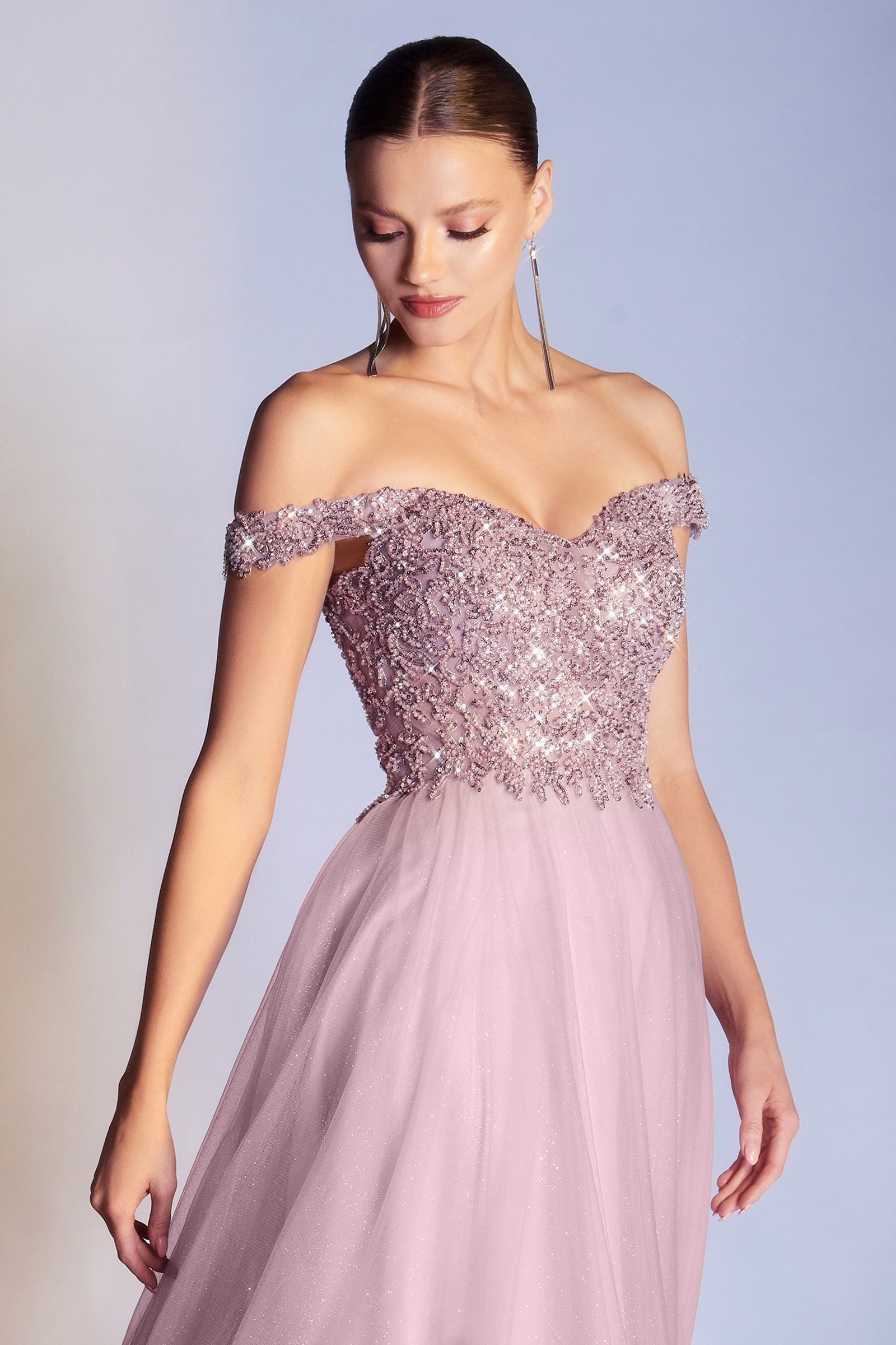 LaDivine CD0177 A Line Long Formal Prom Sequin Dress