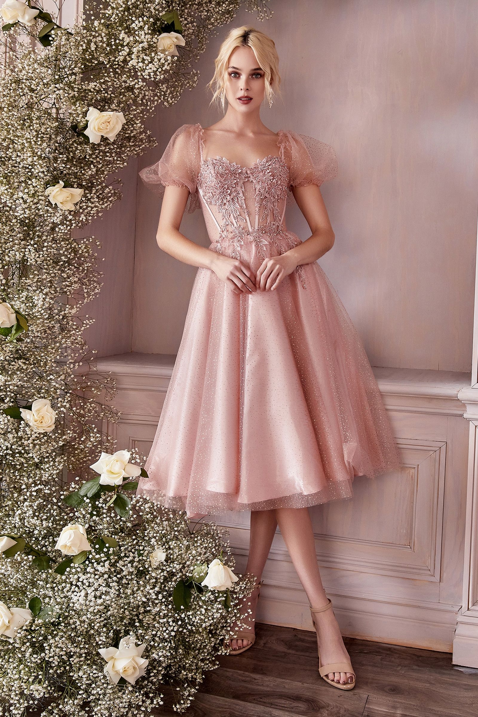 LaDivine CD0187 Formal Midi Glitter Prom Dress