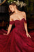 Off Shoulder Corset Long Prom Ball Gown Burgundy