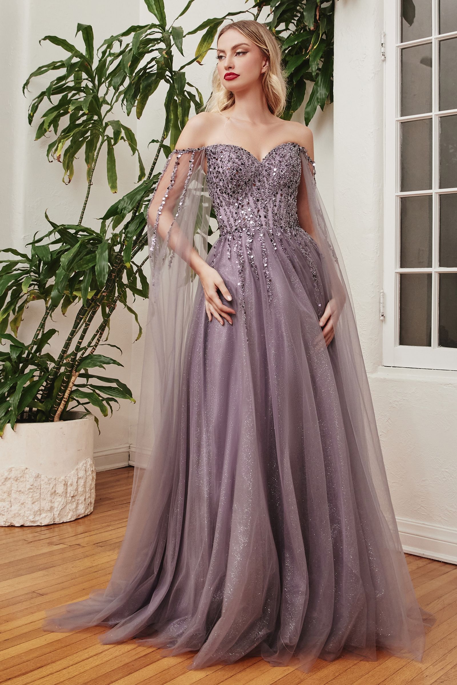 fitted lace wedding dress Beautiful Lavender Gradient Beaded Straps Long Formal Dress, A-line Lo –  Cutedressy