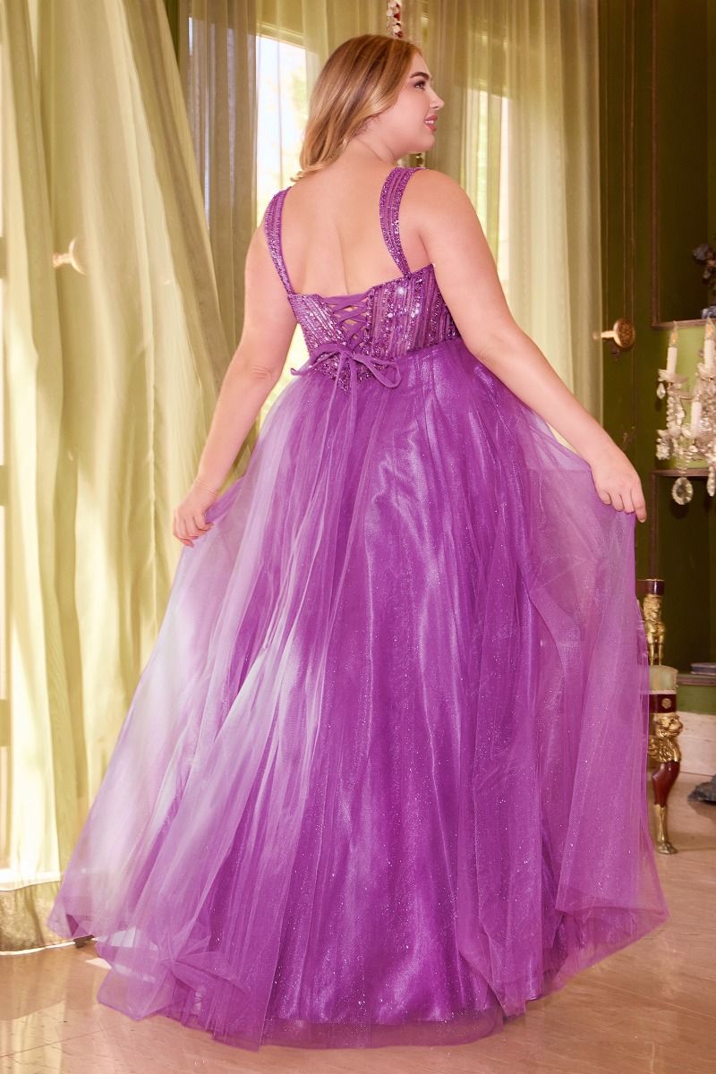 Plus Size Dresses Long Formal Plus Size Sequin Prom Gown Amethyst