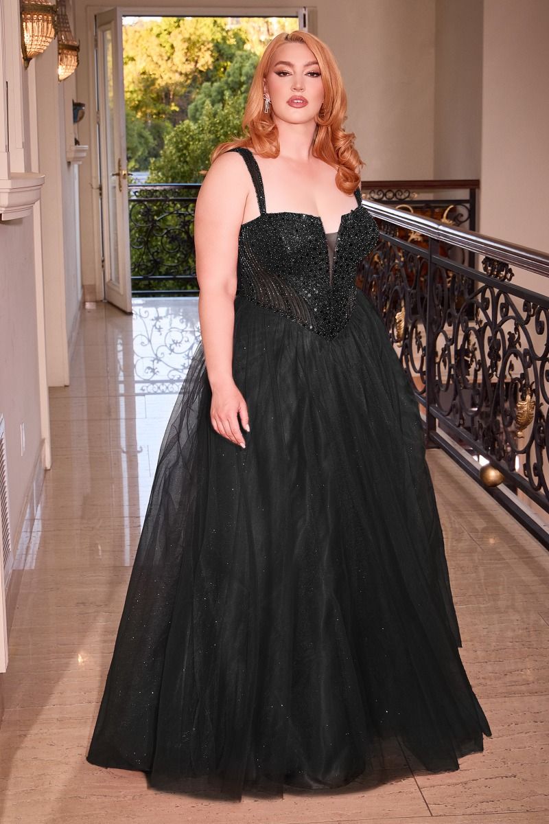 LaDivine CD0217C Long Formal Plus Size Sequin Prom Gown