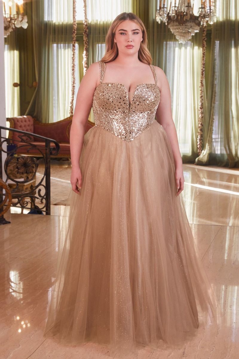Plus-Size Long A-Line Prom Dress with Sequin Bodice Dusty Lavender / 18 Plus-Size Long A-Line Prom Dress with Sequin Bodice Dusty Lavender / 18