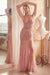 Prom Dresses Sequin Fitted Formal Prom Long Dress Rose Gold
