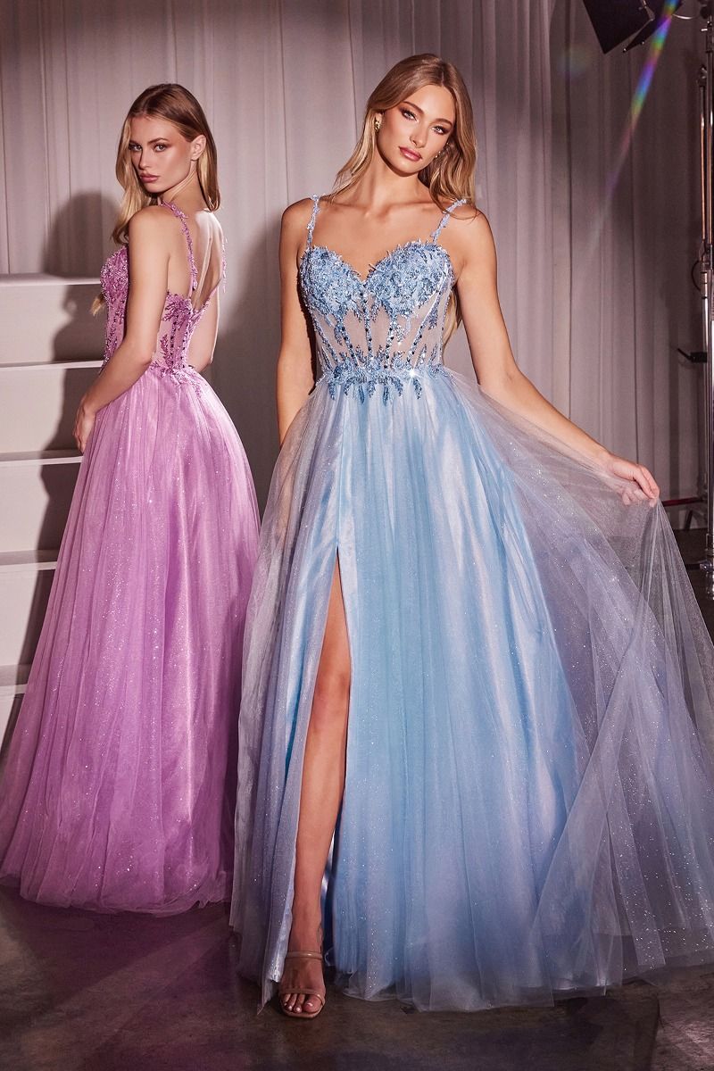 LaDivine CD0234 Long Formal A Line Applique Prom Dress