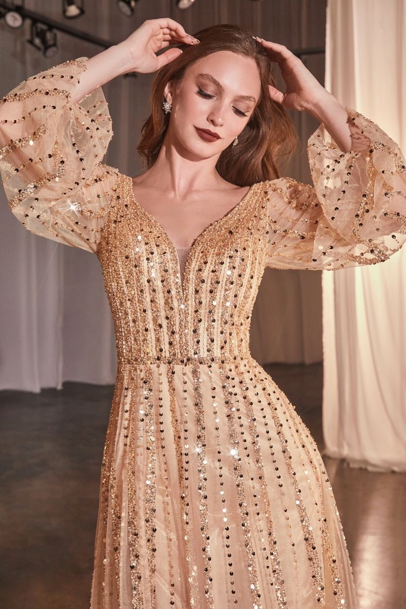 LaDivine CD0240 Long Formal Beaded Mother of the Bride Dress