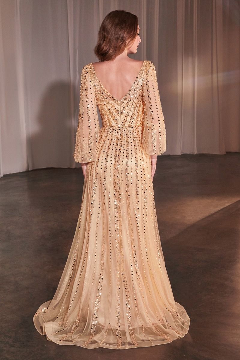 LaDivine CD0240 Long Formal Beaded Mother of the Bride Dress
