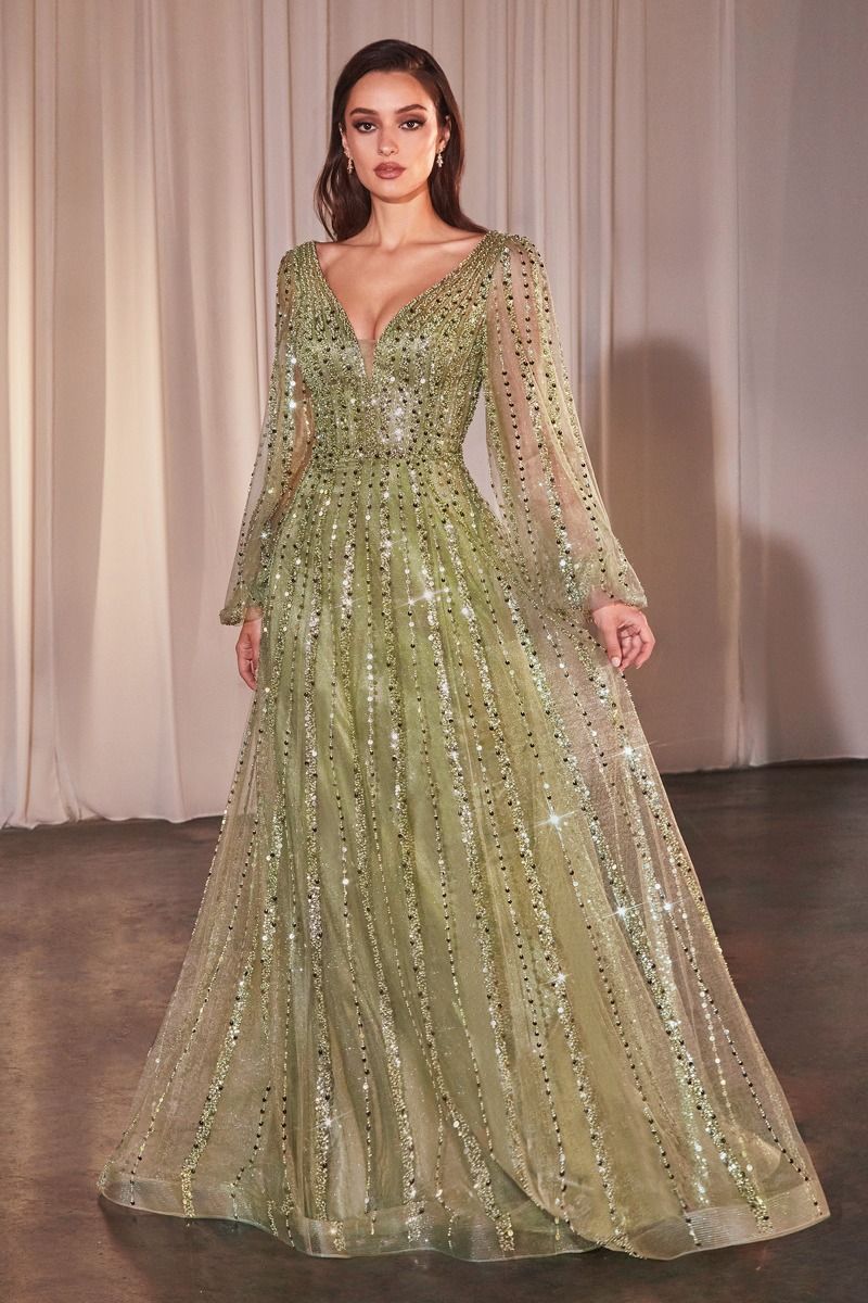 LaDivine CD0240 Long Formal Beaded Mother of the Bride Dress
