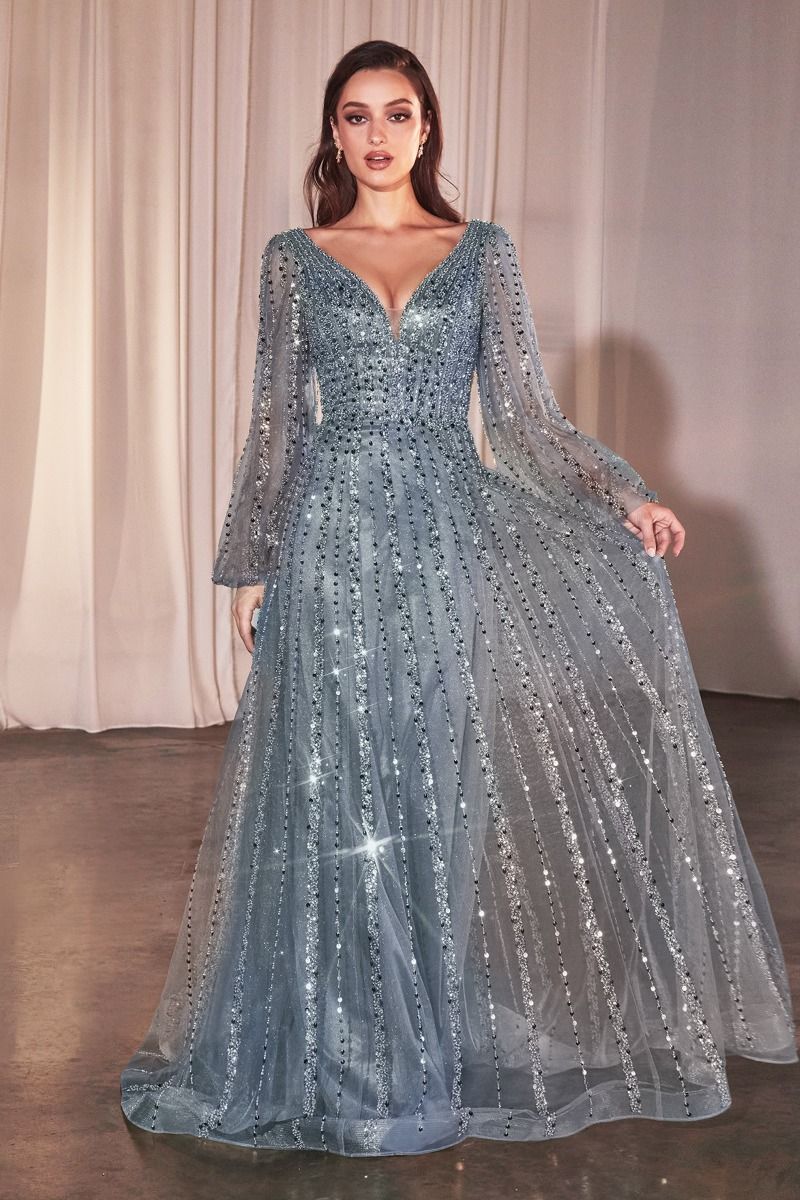 LaDivine CD0240 Long Formal Beaded Mother of the Bride Dress