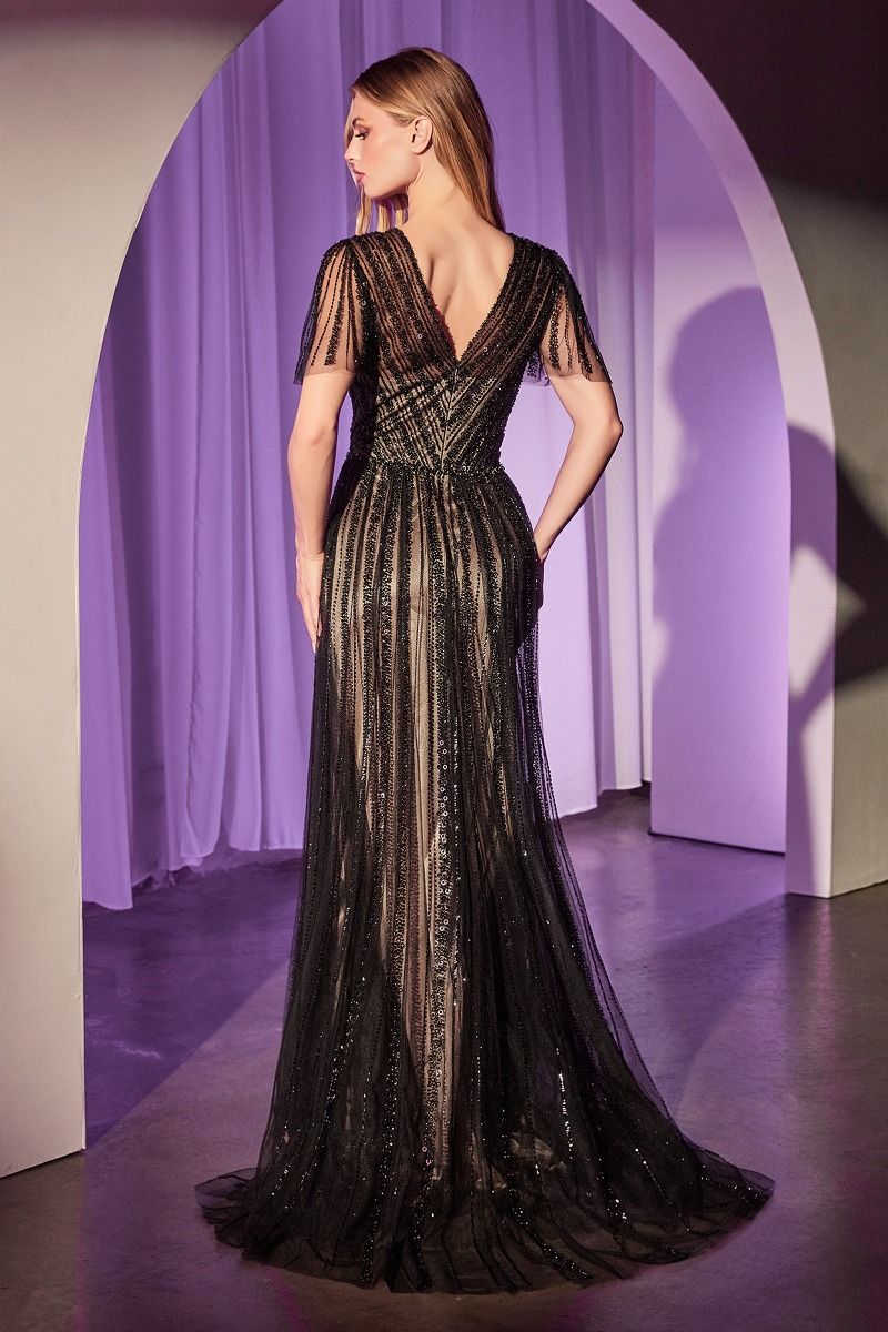 LaDivine CD0241 Long Beaded A Line Formal Dress