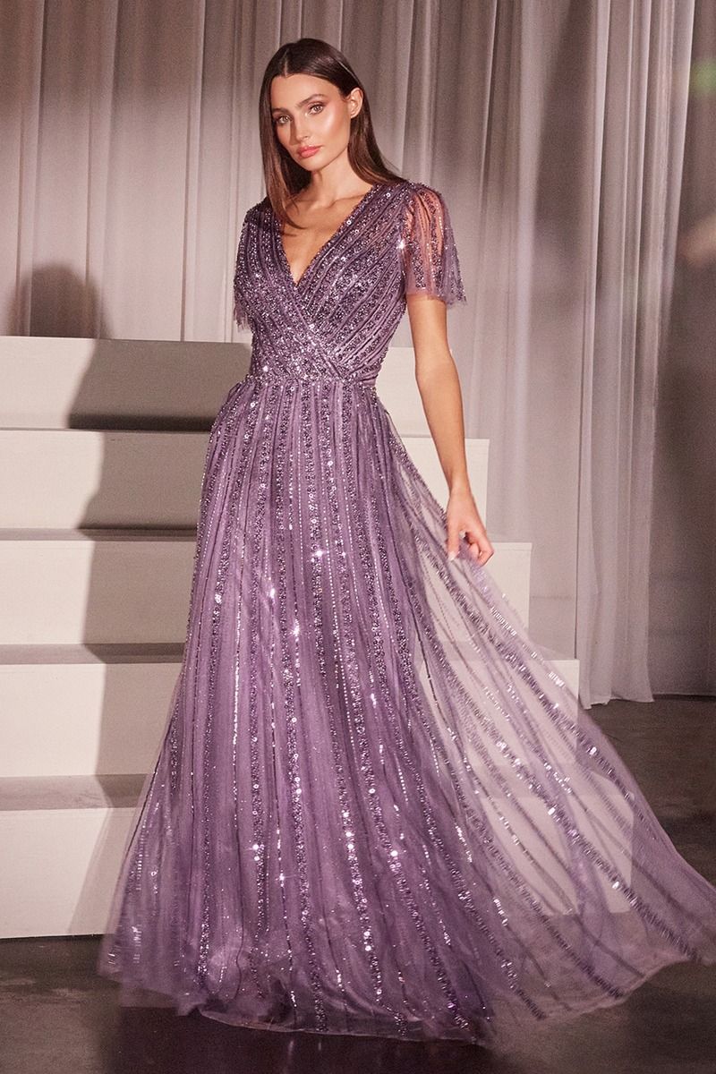 LaDivine CD0241 Long Beaded A Line Formal Dress