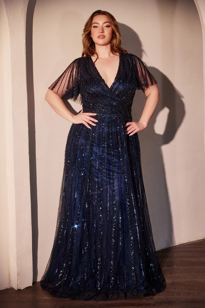 LaDivine CD0241 Long Beaded A Line Formal Dress