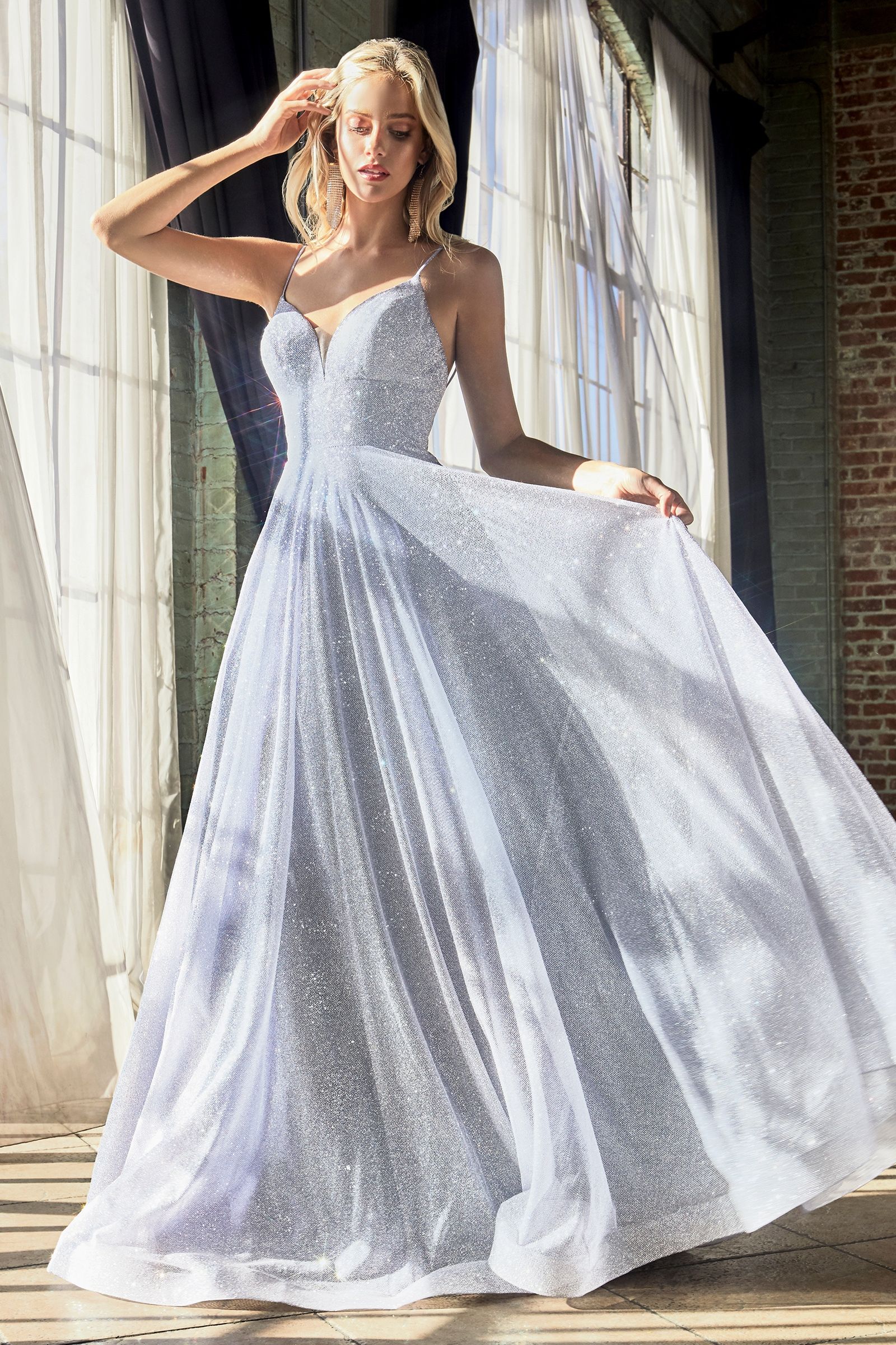 Prom Dresses Long Formal Glitter Ball Gown Prom Dress Blue