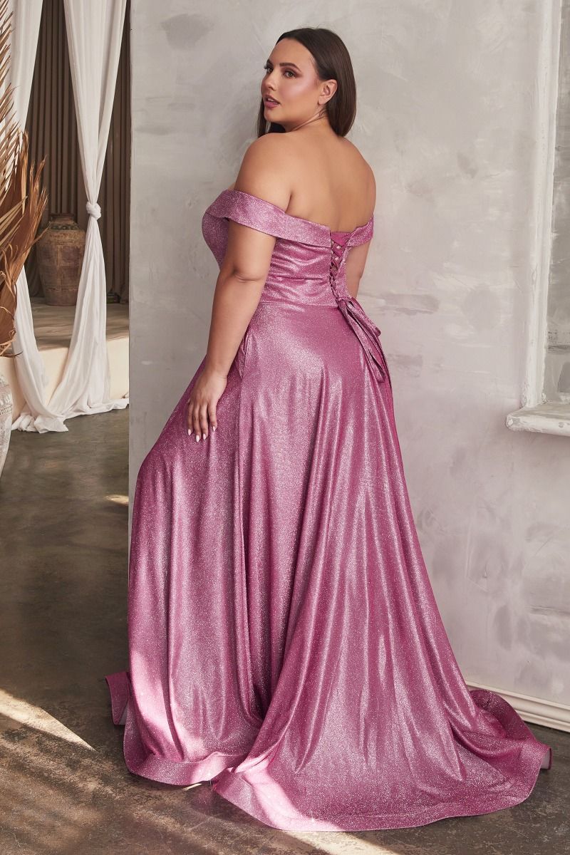 LaDivine CD210C Ball Gown Long Metallic Formal Prom Pluz Size Dress