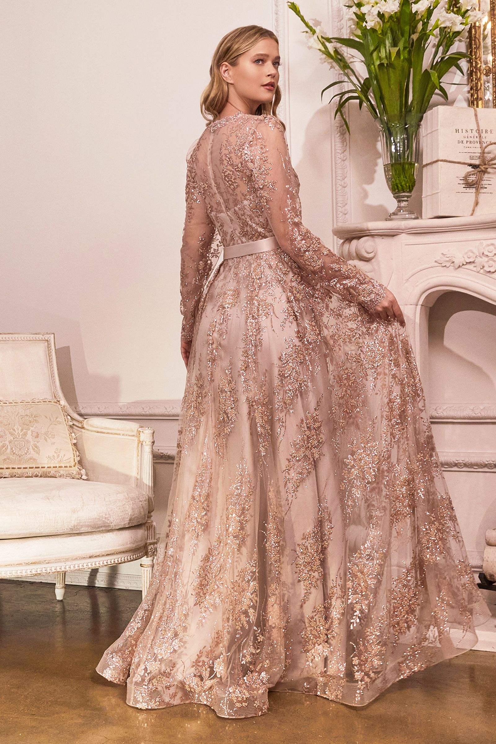 LaDivine CD233C Long Sleeve Plus Size Evening Dress