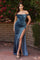 LaDivine CD236 Long Off Shoulder Velvet Gown