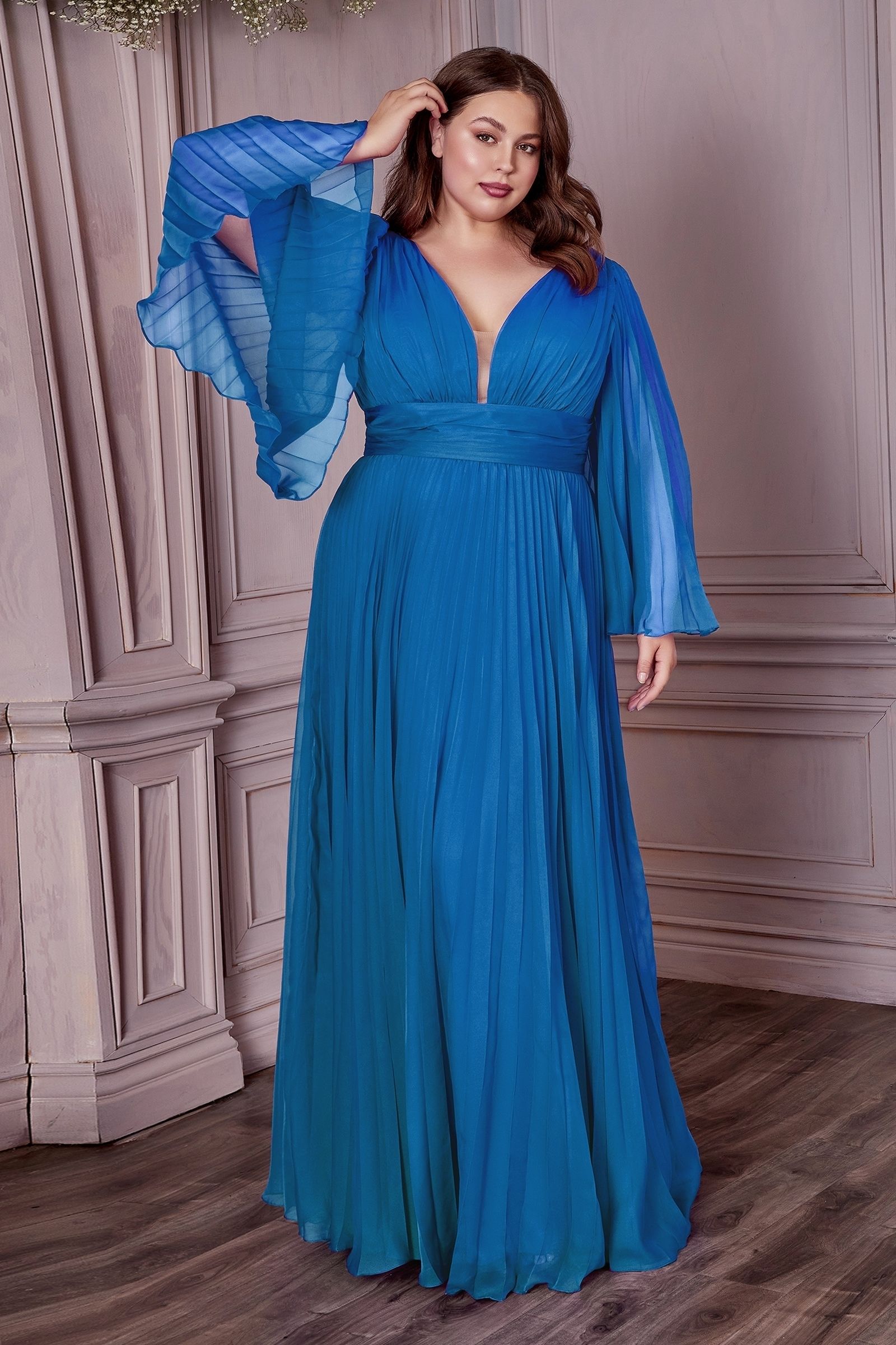 LaDivine CD242C Plus Size Long Formal A Line Dress