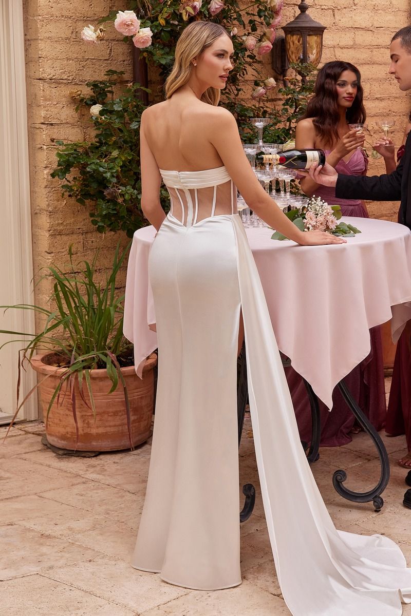 LaDivine CD269W Simple Fitted Corset Long Wedding Dress